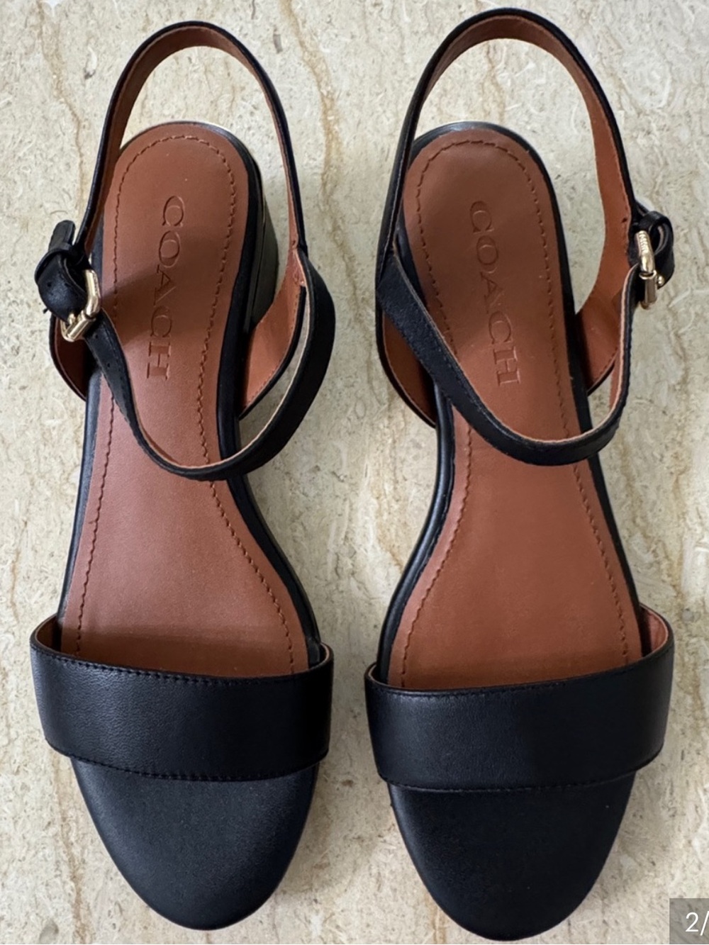 Coach Ida Leather Heeled Sandal Size 7.5